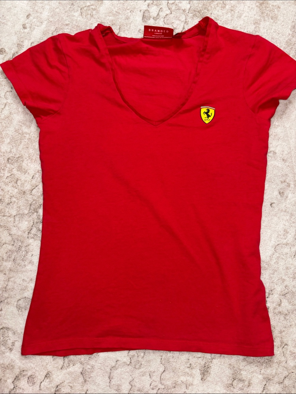 Ferrari Red V-Neck Women's Logo Tee